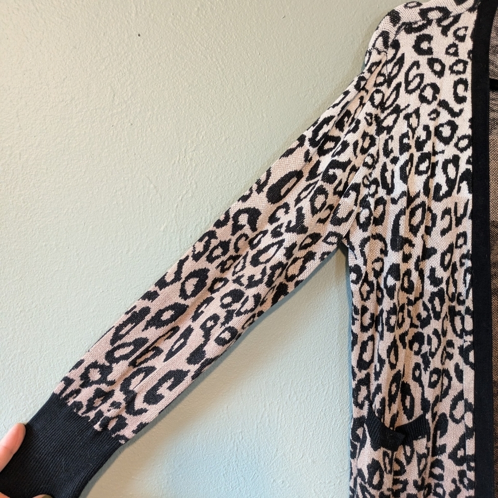 Oliver Leopard Print Multi Color Open Knit Cardig… - image 3
